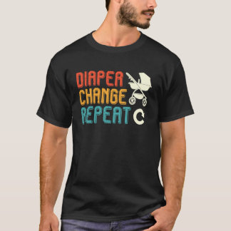 Expectant Father DIAPER CHANGE REPEAT Funny Soon-t T-Shirt