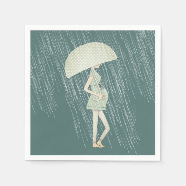 Expectant Mom with Umbrella  Napkin (Front)