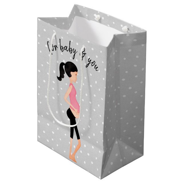 Expectant Mother on Polka Dots  Medium Gift Bag (Front Angled)