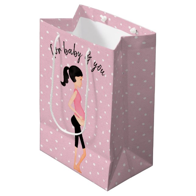 Expectant Mother on Polka Dots  Medium Gift Bag (Front Angled)