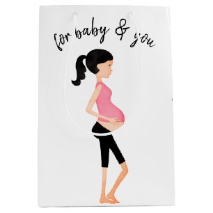 Expectant Mother on White Medium Gift Bag