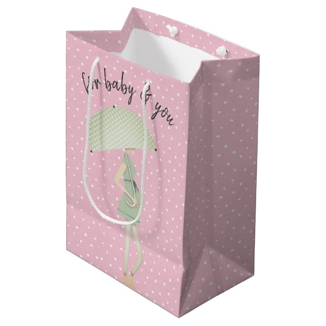 Expectant Mother with Umbrella Medium Gift Bag (Front Angled)
