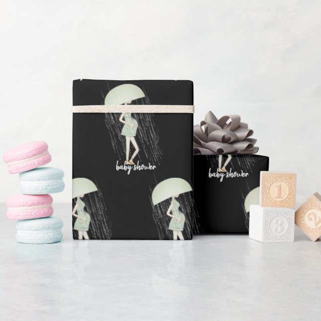 Expectant Mother with Umbrella Wrapping Paper (Baby Shower)