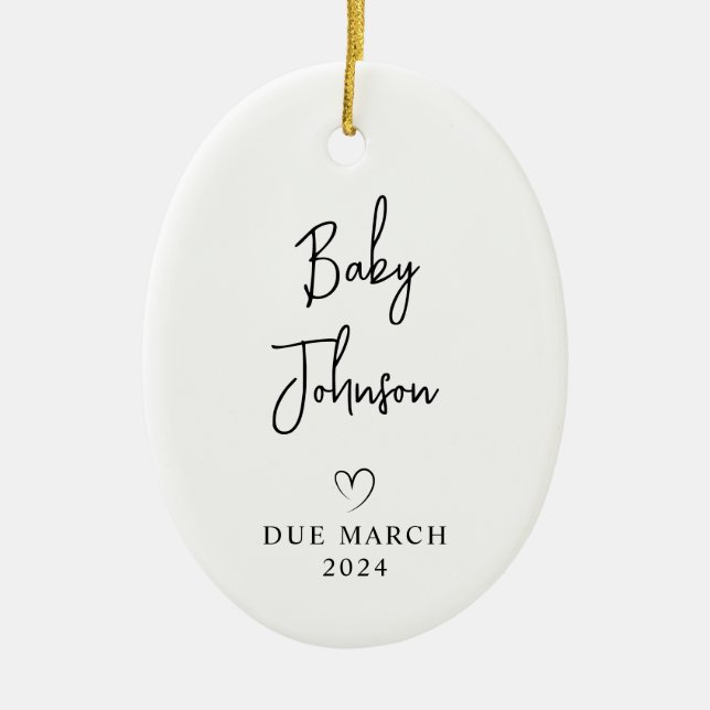 Expectant Parents Photo Baby Due 2024 Ceramic Ornament (Front)