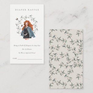 Expectant Women Foliage Diaper Raffle Baby Shower Enclosure Card