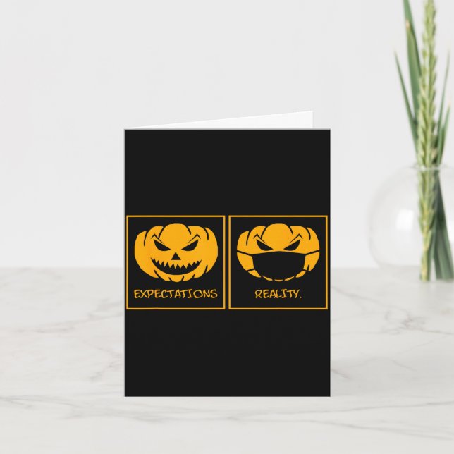 Expectations reality jack o lantern pumpkin face card (Front)