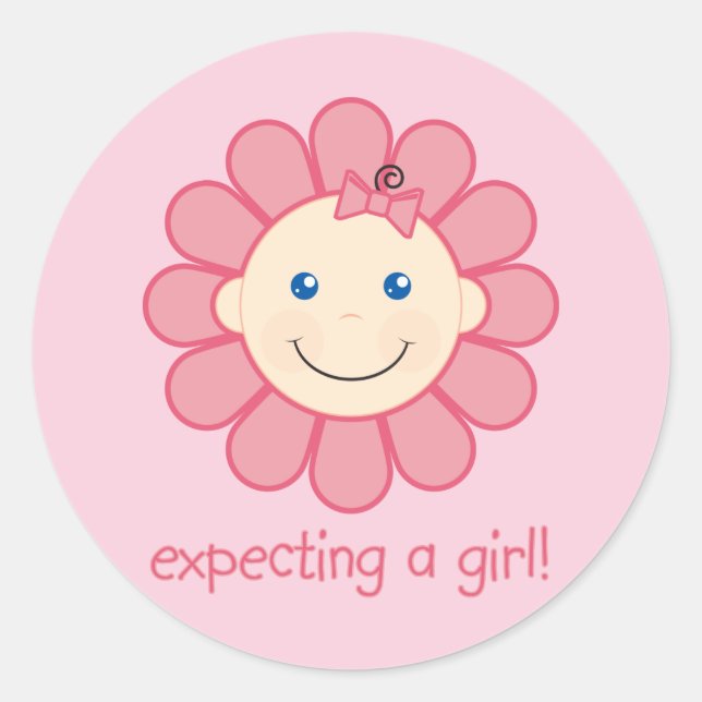 Expecting a Girl Classic Round Sticker (Front)