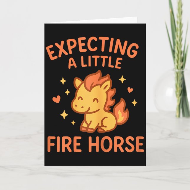 Expecting A Little Fire Horse Cute Funny Maternity Card (Front)