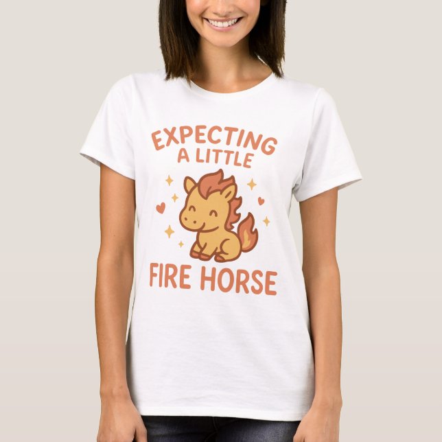 Expecting A Little Fire Horse Cute Maternity T-Shirt (Front)