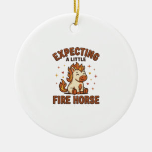 Expecting A Little Fire Horse Vintage Baby Shirt_1 Ceramic Ornament