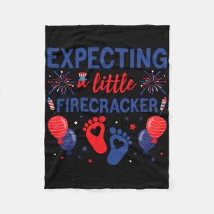 Expecting A Little Firecracker 4th Of July Pregnan Fleece Blanket