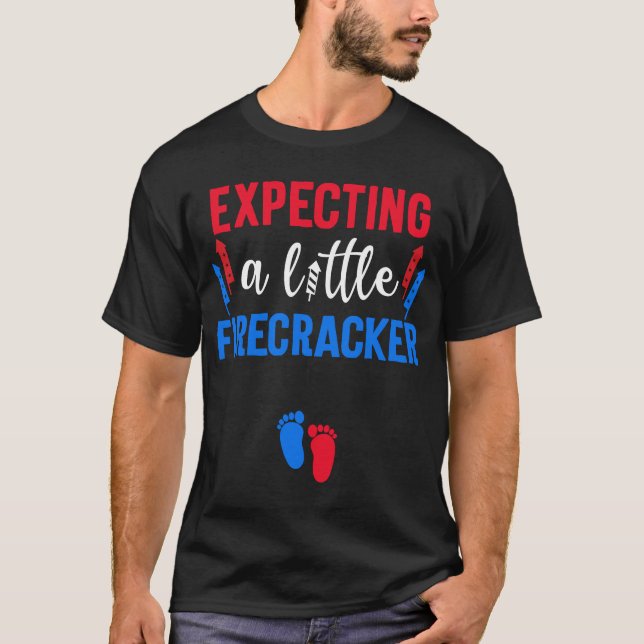 Expecting a Little Firecracker 4th Of July Pregnan T-Shirt (Front)