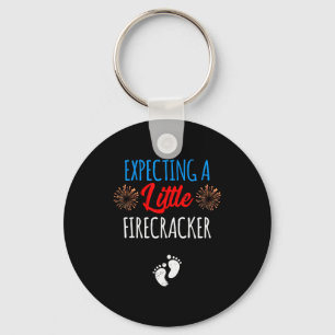 Expecting A Little Firecracker New Mom 4th Of July Keychain