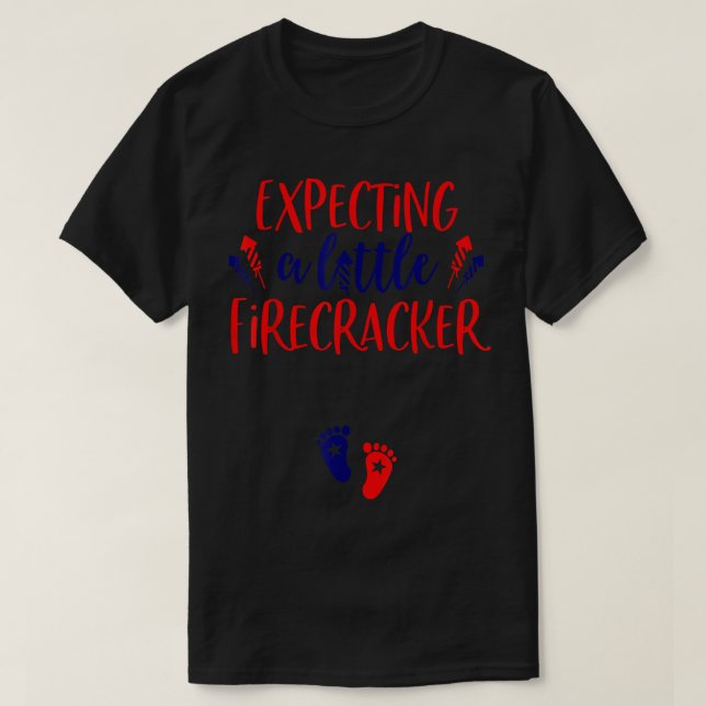 Expecting a Little Firecracker New Mom 4th of July T-Shirt (Design Front)