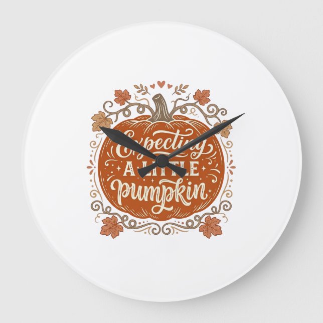 Expecting A Little Pumpkin Fall Pregnancy Shirt_1 Large Clock (Front)