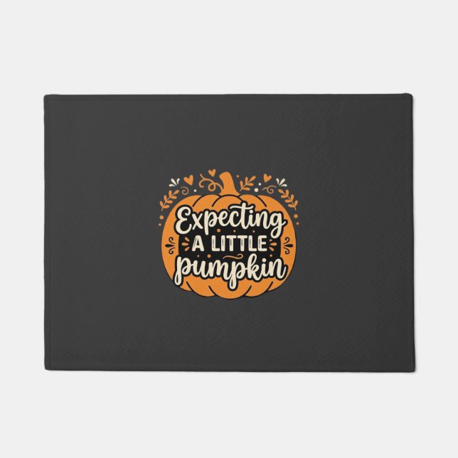 Expecting a Little Pumpkin Halloween Pregnancy Des Doormat (Front)