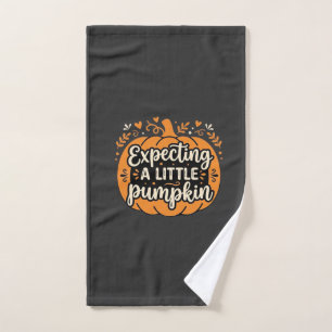 Expecting a Little Pumpkin Halloween Pregnancy Des Hand Towel