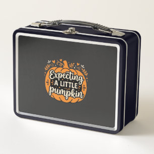 Expecting a Little Pumpkin Halloween Pregnancy Des Metal Lunch Box