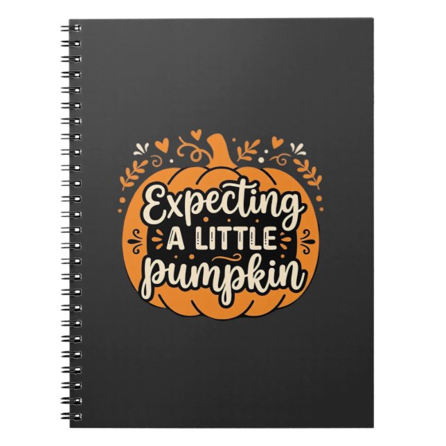 Expecting a Little Pumpkin Halloween Pregnancy Des Notebook (Front)