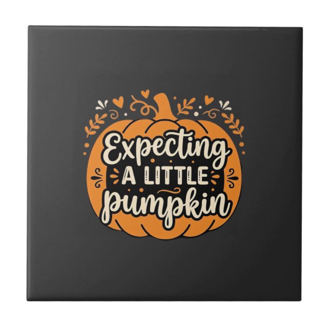Expecting a Little Pumpkin Halloween Pregnancy Des Tile (Front)