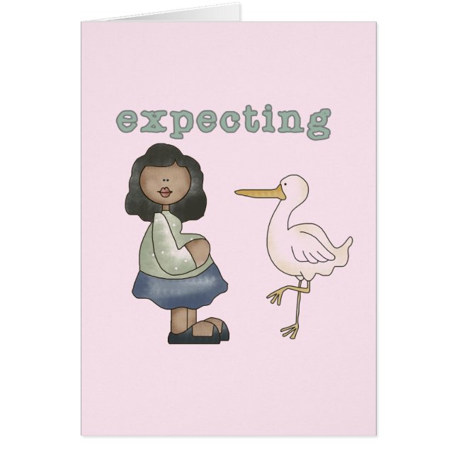 Expecting - African American Mom to Be and Stork (Front)