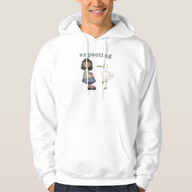 Expecting - African American Mom to Be and Stork Hoodie (Front)