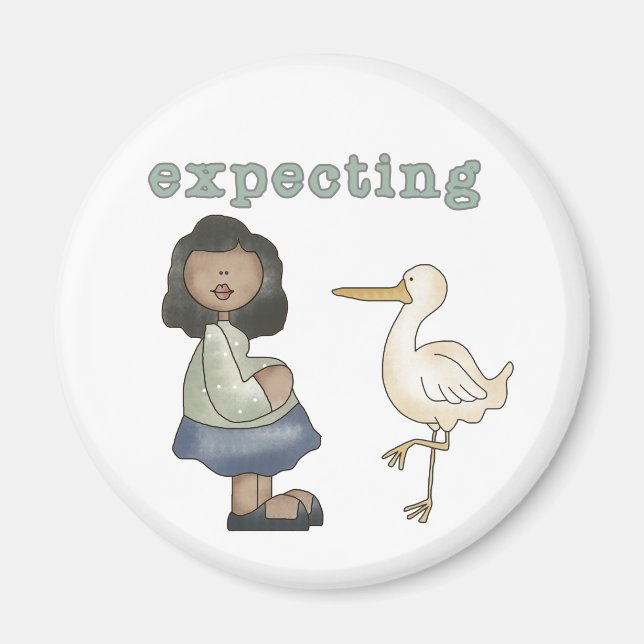 Expecting - African American Mom to Be and Stork Magnet (Front)
