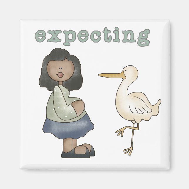Expecting - African American Mom to Be and Stork Magnet (Front)