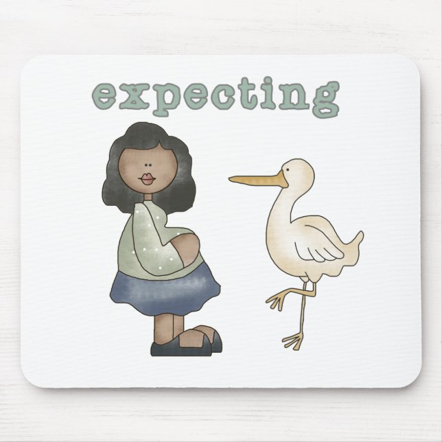 Expecting - African American Mom to Be and Stork Mouse Pad (Front)