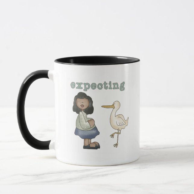 Expecting - African American Mom to Be and Stork Mug (Left)