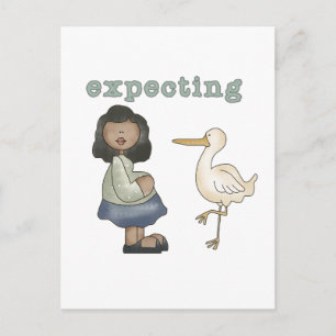 Expecting - African American Mom to Be and Stork Postcard