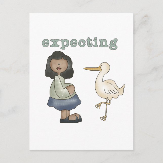 Expecting - African American Mom to Be and Stork Postcard (Front)