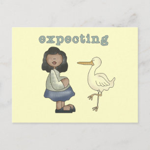 Expecting - African American Mom to Be and Stork Postcard