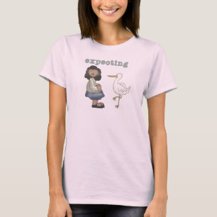Expecting - African American Mom to Be and Stork T-Shirt