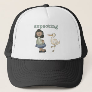 Expecting - African American Mom to Be and Stork Trucker Hat