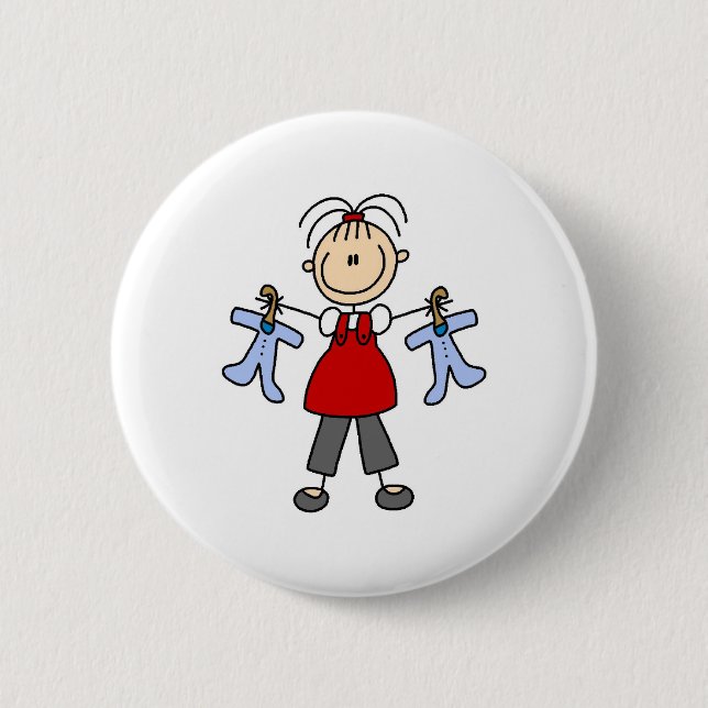Expecting Baby Stick Figure Button (Front)