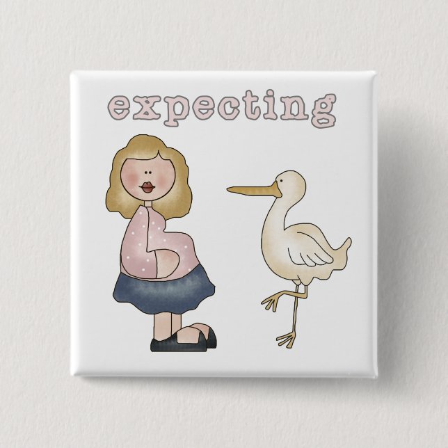 Expecting Baby - Stork Tshirts and Gifts 2 Inch Square Button (Front)