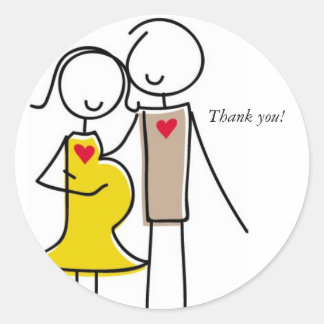Expecting Couple Stickers, Gender Neutral Classic Round Sticker