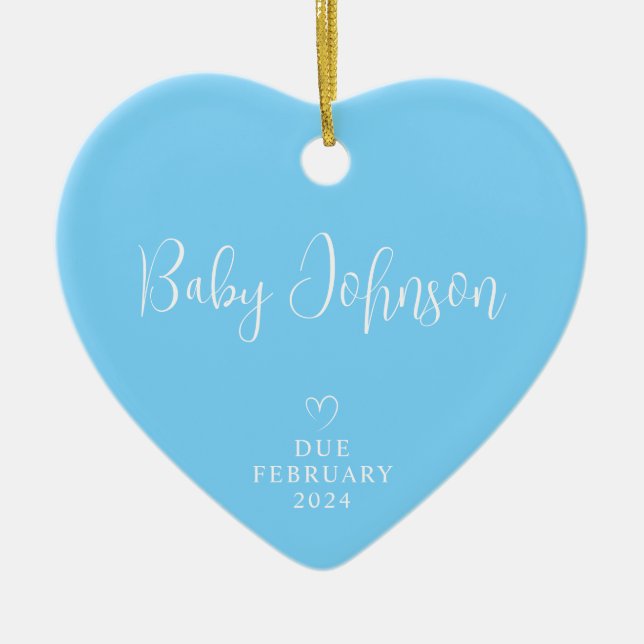 Expecting Parents Photo Baby Boy Due 2024 Ceramic Ornament (Front)