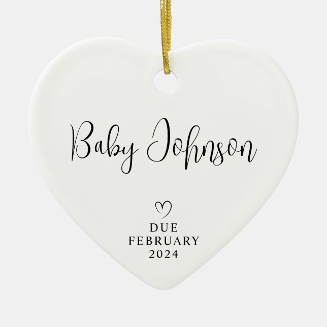 Expecting Parents Photo Baby Due 2024 Ceramic Ornament (Front)