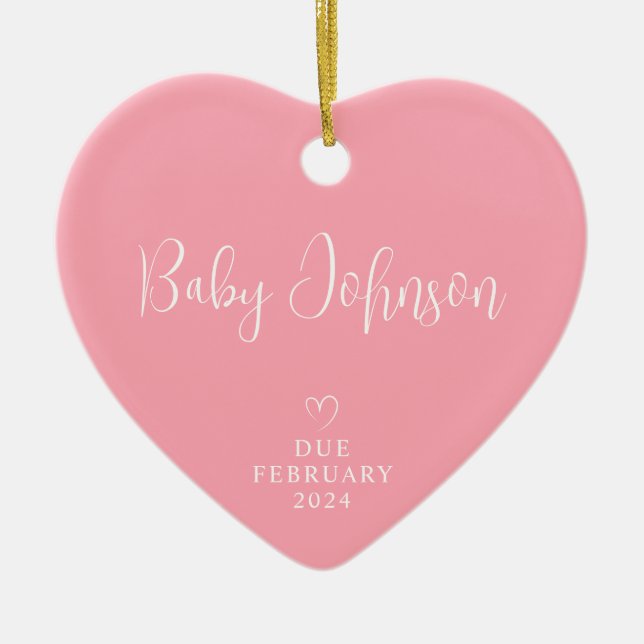 Expecting Parents Photo Baby Girl Due 2024 Ceramic Ornament (Front)