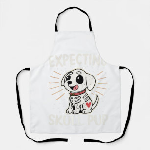 Expecting Skull Pup Halloween Apron