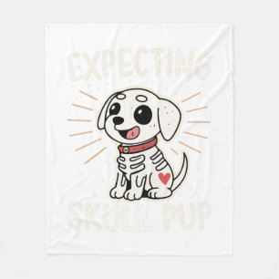 Expecting Skull Pup Halloween Fleece Blanket