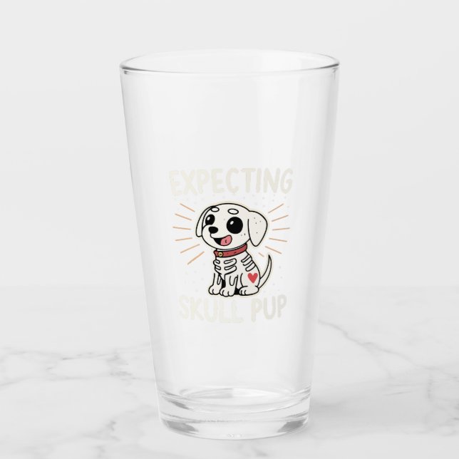 Expecting Skull Pup Halloween Glass (Front)