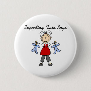 Expecting Twin Boys 2 Inch Round Button