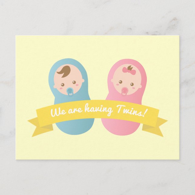 Expecting Twins - Cute baby boy and girl Postcard (Front)