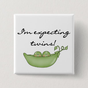 Expecting Twins - Peas in a Pod 2 Inch Square Button