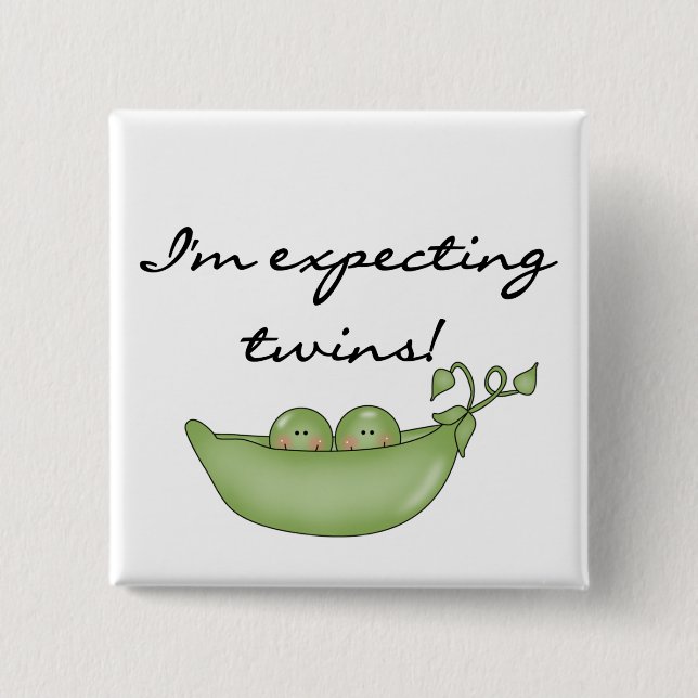 Expecting Twins - Peas in a Pod 2 Inch Square Button (Front)