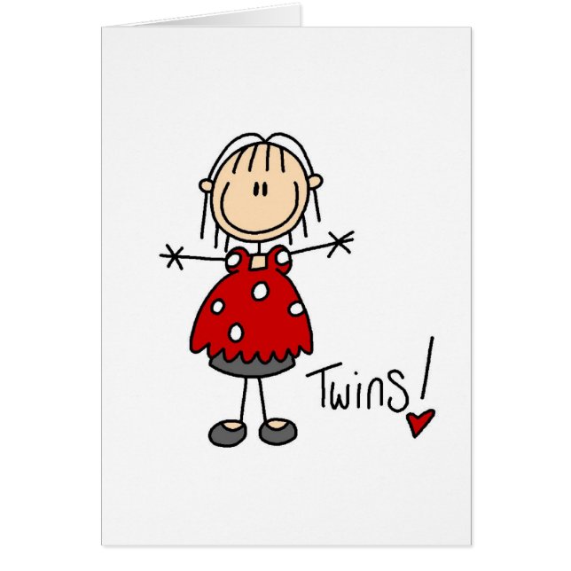 Expecting Twins Stick Figure Card (Front)
