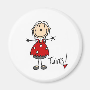 Expecting Twins Stick Figure Magnet